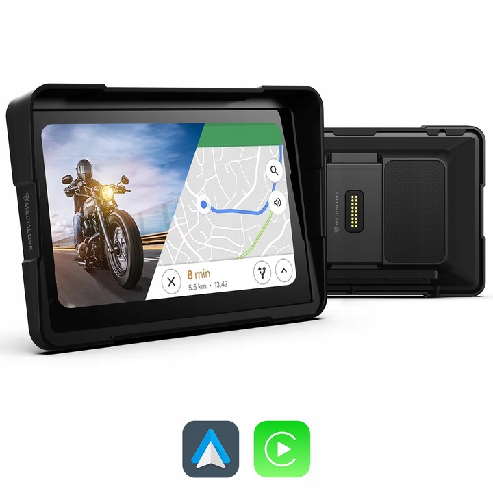 Монитор за мотоциклет Medialove Wonder Whell, 6,25'' екран, съвместим с CarPlay и Android Auto, за BMW, Черен