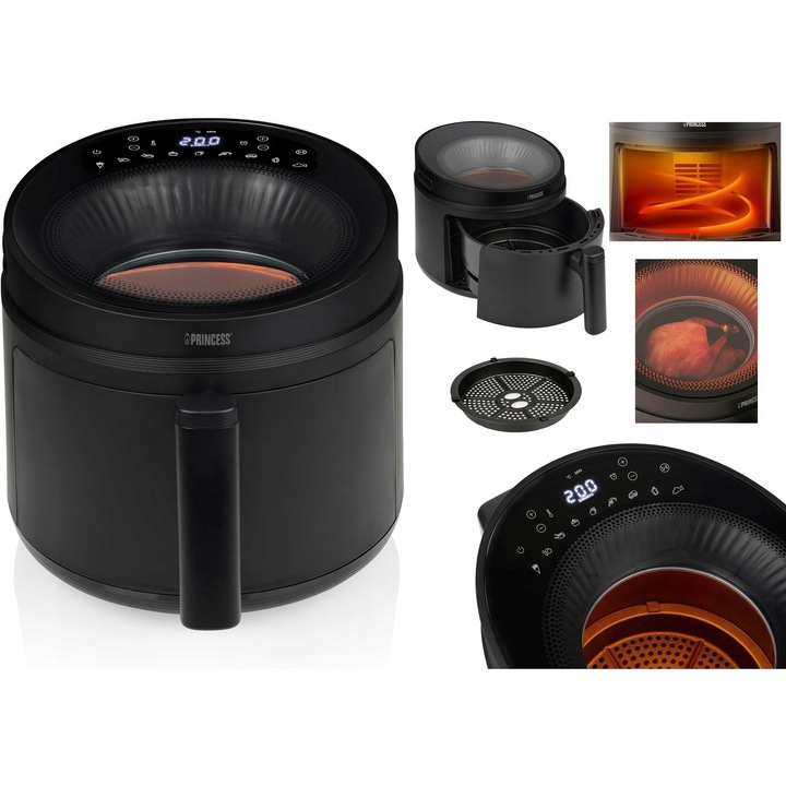 Friteuza cu aer cald Princess Cyclone Vision 5L digitala neagra 1500W
