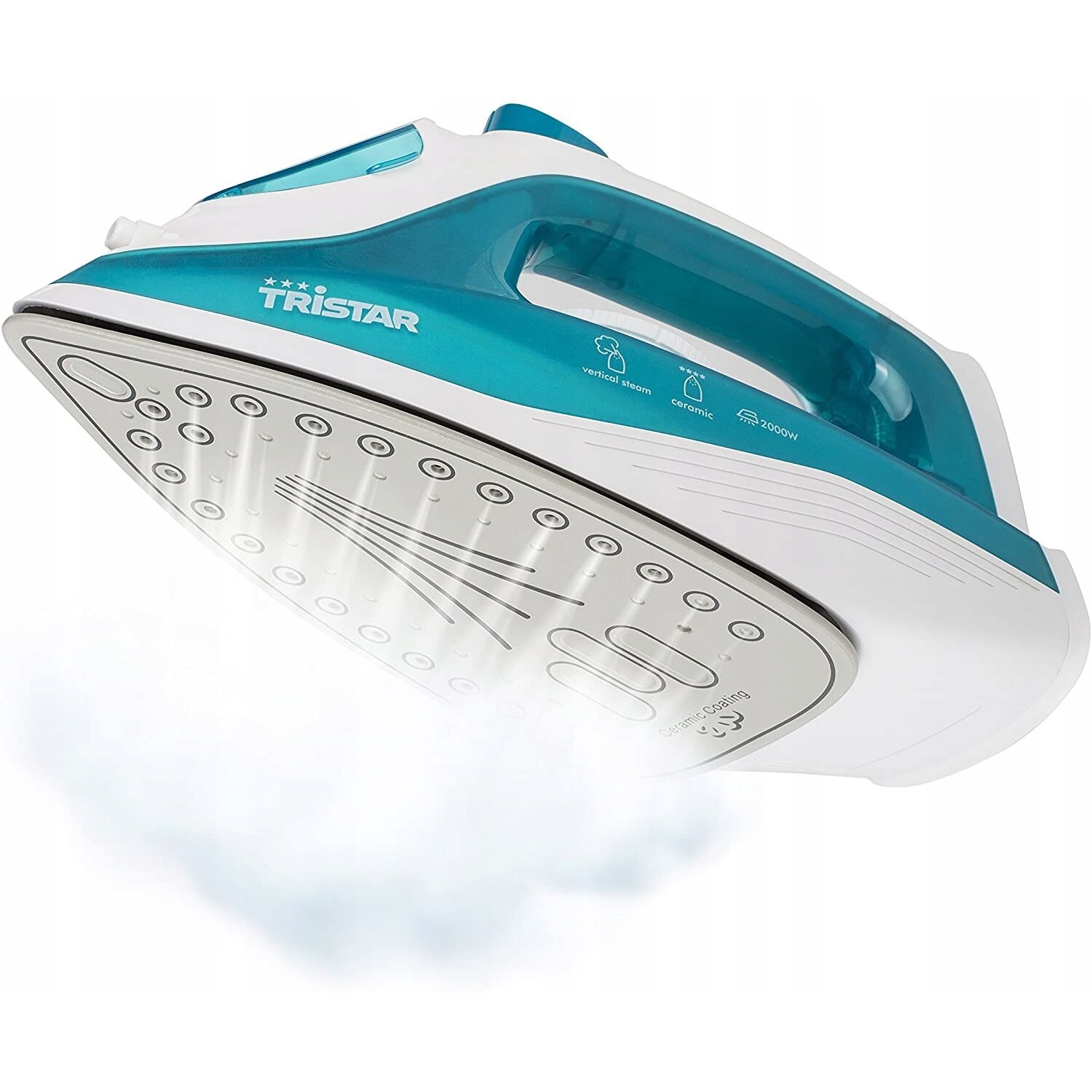 Fier de Calcat cu Abur Tristar ST-8300 Rezervor Apa 210ML Talpa Ceramica 2000W Alb/Turcoaz