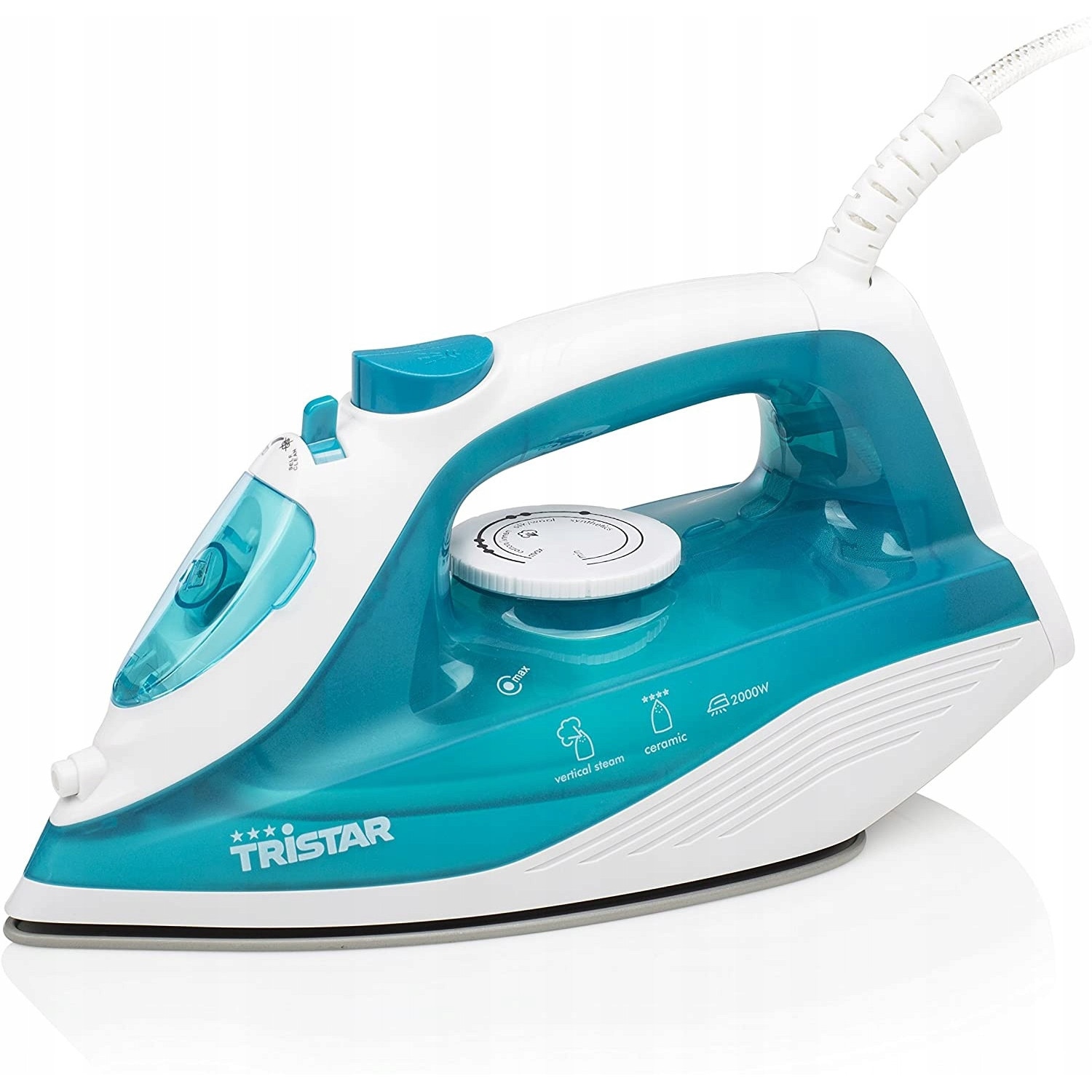 Fier de Calcat cu Abur Tristar ST-8300 Rezervor Apa 210ML Talpa Ceramica 2000W Alb/Turcoaz