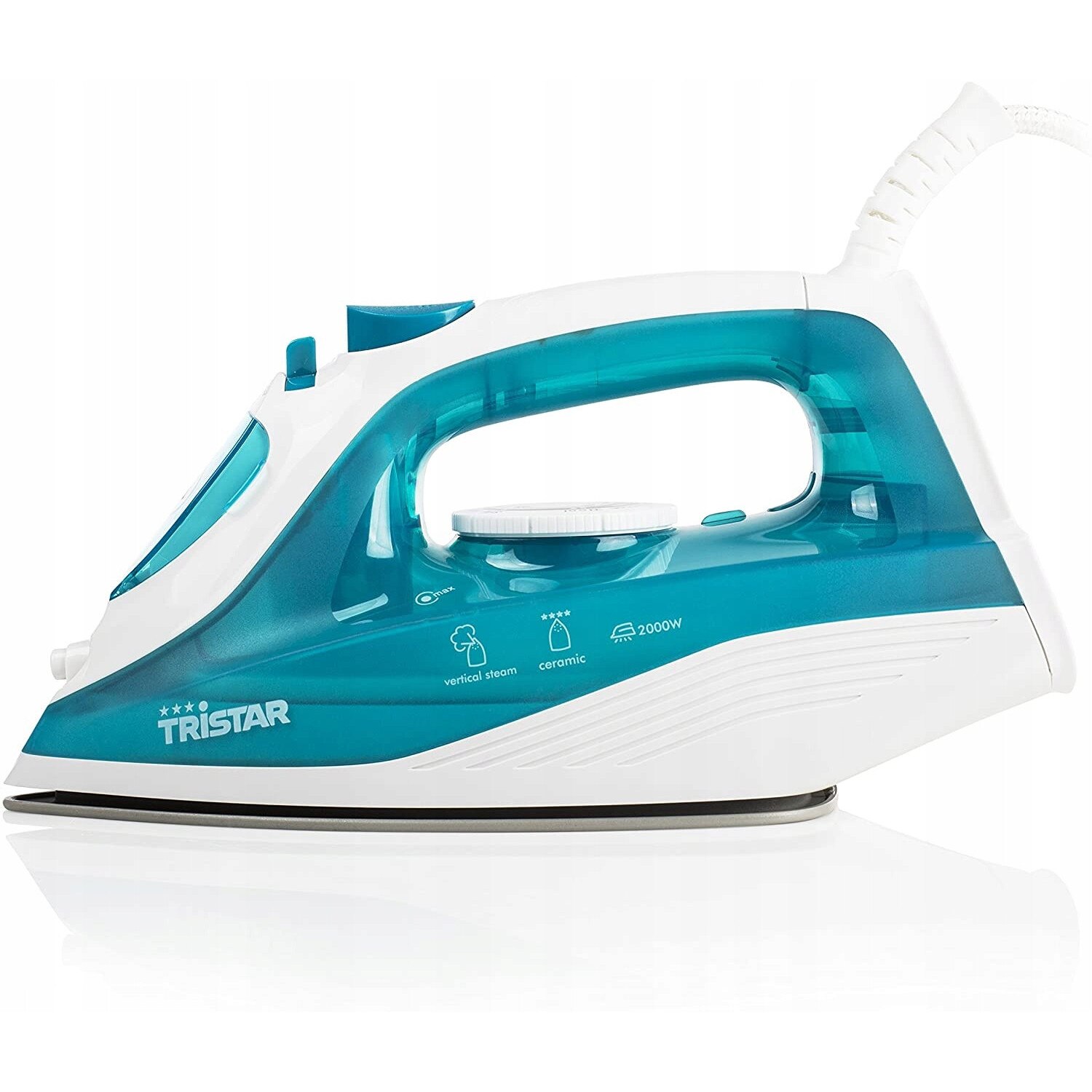 Fier de Calcat cu Abur Tristar ST-8300 Rezervor Apa 210ML Talpa Ceramica 2000W Alb/Turcoaz