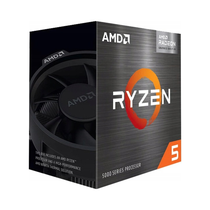 AMD 5500GT processzor, 6 mag/12 szál, integrált AMD Radeon Graphics, AM4 foglalat, 3,6-4,4 GHz, TDP 65 W, fekete, 1 db