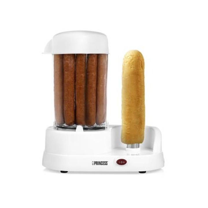 Masina/aparat pentru hot-dog si fiert oua Princess 2 in 1, capacitate 10 hot-doguri, pentru 6 oua, 1200 W, Alb