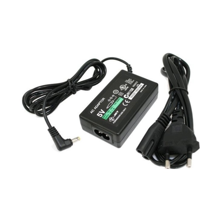 Зарядно за мрежа Aptel G3, адаптер за PSP, 5V 1A, съвместим с PSP Slim и Fat (Европа/САЩ/Япония), Черно, 1 бр