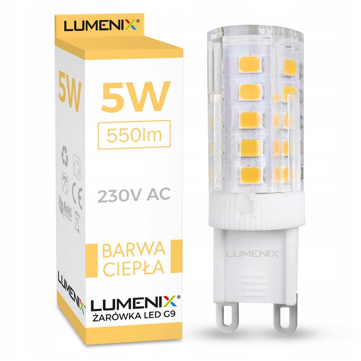Lumenix LED G9 izzó 5W hideg fehér 14x53mm 10 db-os szett
