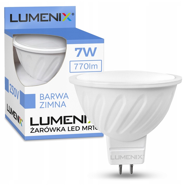 Bec LED MR16 Lumenix 7W 6000K 50x55mm készlet 10 db