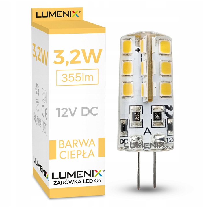 Комплект 10 LED крушки G4 Lumenix 3,2W 2900K Топло Бяло 13x38mm