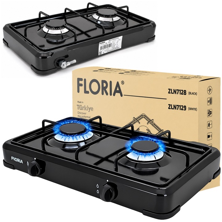 Къмпинг котлон Floria, 2 горелки, черен, 56x36.5x8.5см