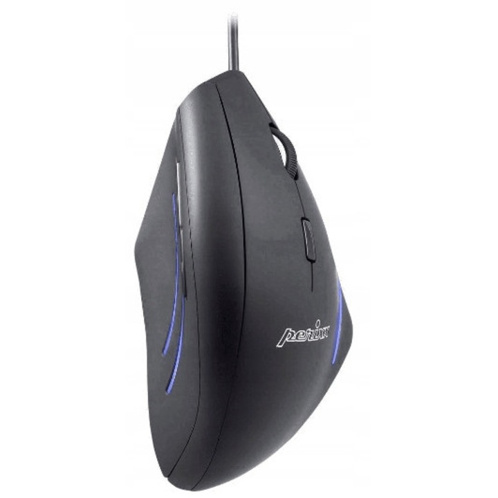 Mouse ergonomic Perixx PERIMICE-508 vertical negru 62x68x124mm 1600dpi