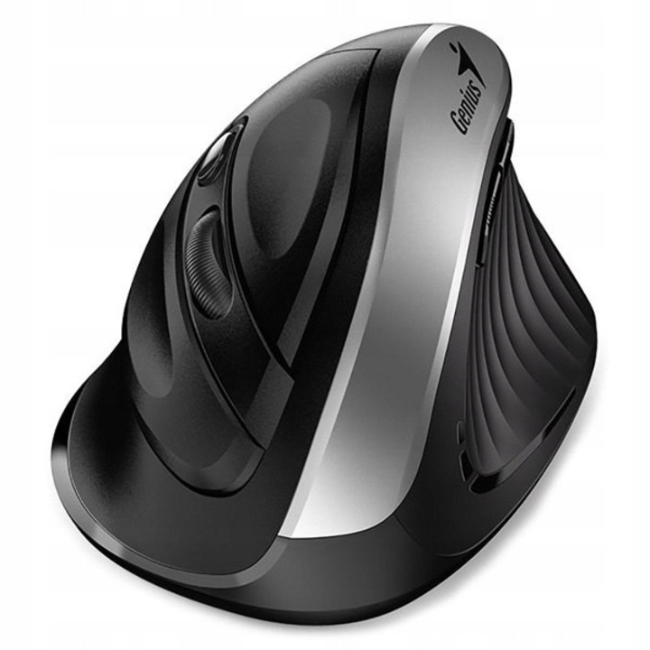 Mouse vertical Genius Ergo 8250S, wireless, negru-argintiu, 111x78x74mm
