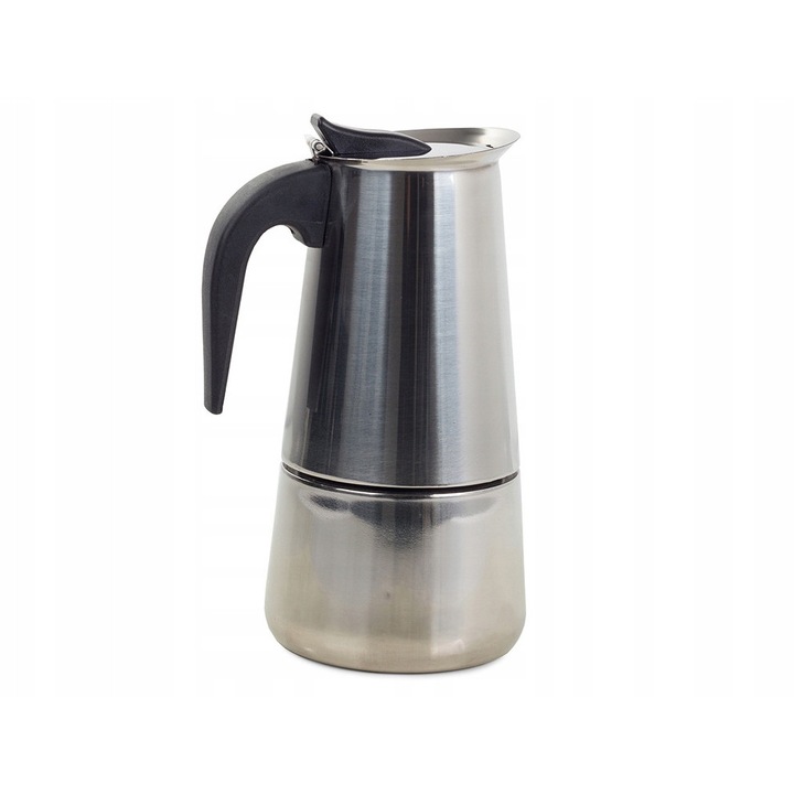 Cafetiera Moka Verk Group ITA, rozsdamentes acélból, gáz/elektromos főzőlapokhoz, szilikon tömítéssel, ezüst, 450 ml (9 csésze)