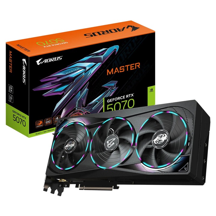Placa video Gigabyte GeForce RTX 5070 AORUS Master 12GB GDDR7 negru 2715MHz