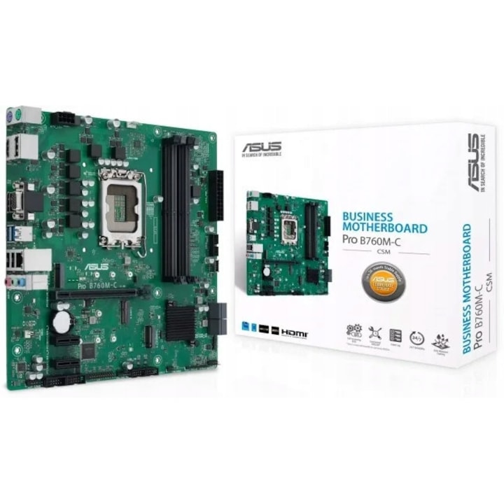Placa de baza ASUS PRO B760M-C-CSM DDR5 microATX negru 24x24cm