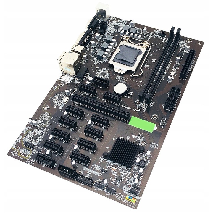 Komtek B250B ATX alaplap, 12xUSB, fekete, 30x24cm