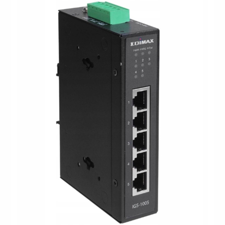 Switch industrial Edimax 5 porturi Gigabit Ethernet L2 neadministrat 12-48V montaj perete/tavan