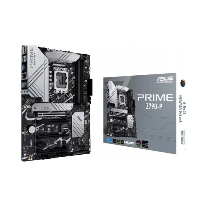 Placa de baza/motherboard ASUS PRIME Z790-P, LGA1700, DDR5 pana la 7000 MHz (OC), PCIe 5.0, 3x M.2 PCIe 4.0, 4x SATA III, USB 3.2 Gen2x2 Type-C 20 Gb/s, LAN 2.5 Gb, ATX, negru/gri, 1 buc
