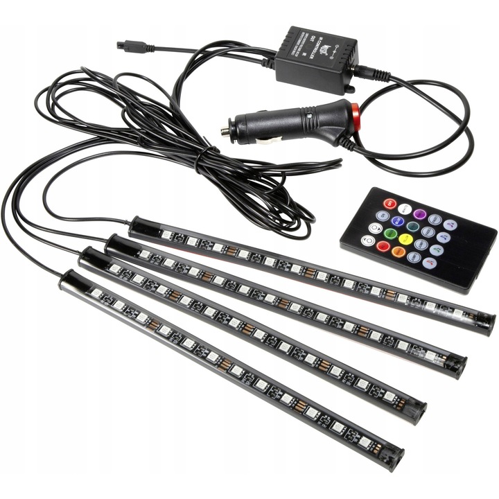 LED лента за кола YoloDiem 22см RGB USB с приложение и дистанционно