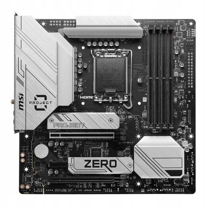 MSI B760M Project Zero alaplap, DDR5, WiFi, Bluetooth, mATX, 243.8x243.8mm