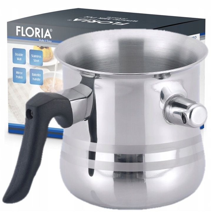 Oala pentru lapte Floria 3L inox cu dublu strat