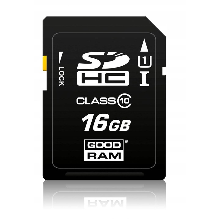 Card memorie SDHC (card SD) Goodram S1A0, 16GB, Class 10 (V10) UHS-I U1, citire 100 MB/s, scriere 10 MB/s, negru