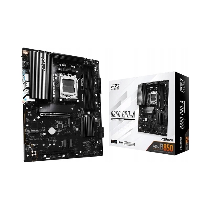 ASRock B850 Pro-A alaplap, DDR5, SATA3, M.2, USB 3.2, PCIe 5.0, AM5, ATX