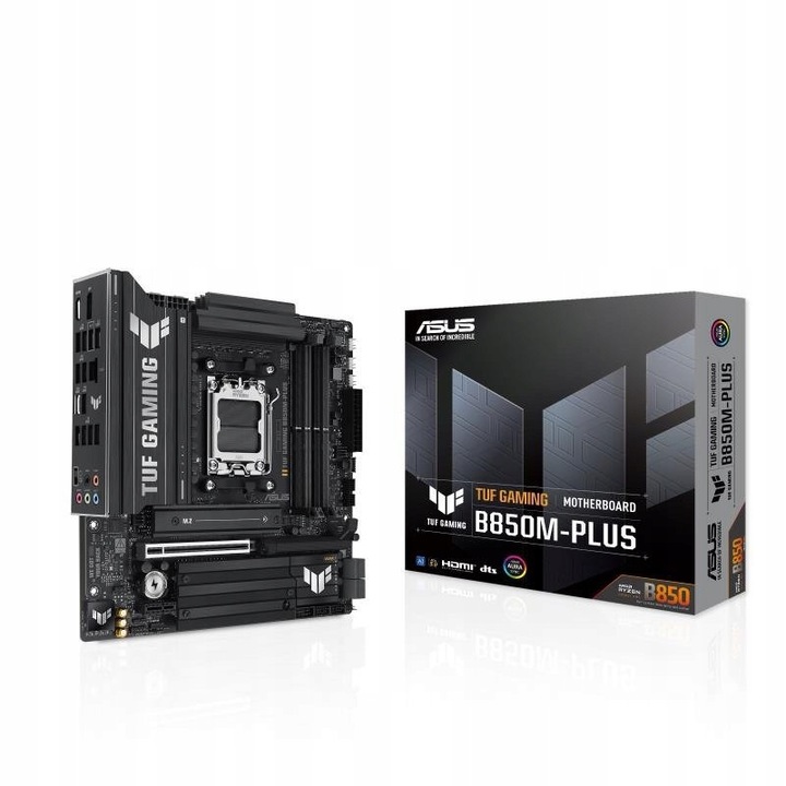 Placa de baza ASUS TUF GAMING B850M-PLUS, Soclu AM5, AMD B850, DDR5 pana la 192GB, 3x M.2 (PCIe 5.0/4.0), Micro ATX, 2.5Gb Ethernet, Negru