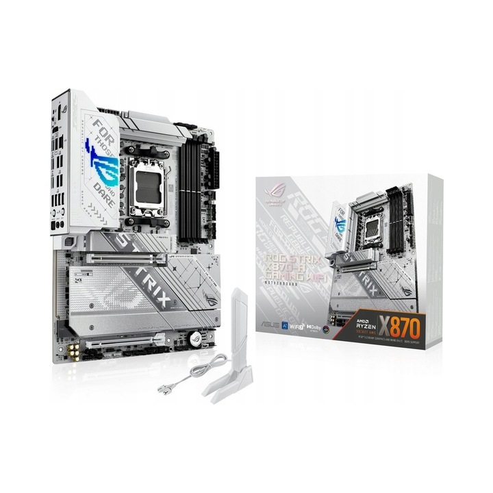 Placa de baza ASUS ROG STRIX X870-A Gaming, DDR5, WiFi 7, USB4, ATX, alb, 305x244mm