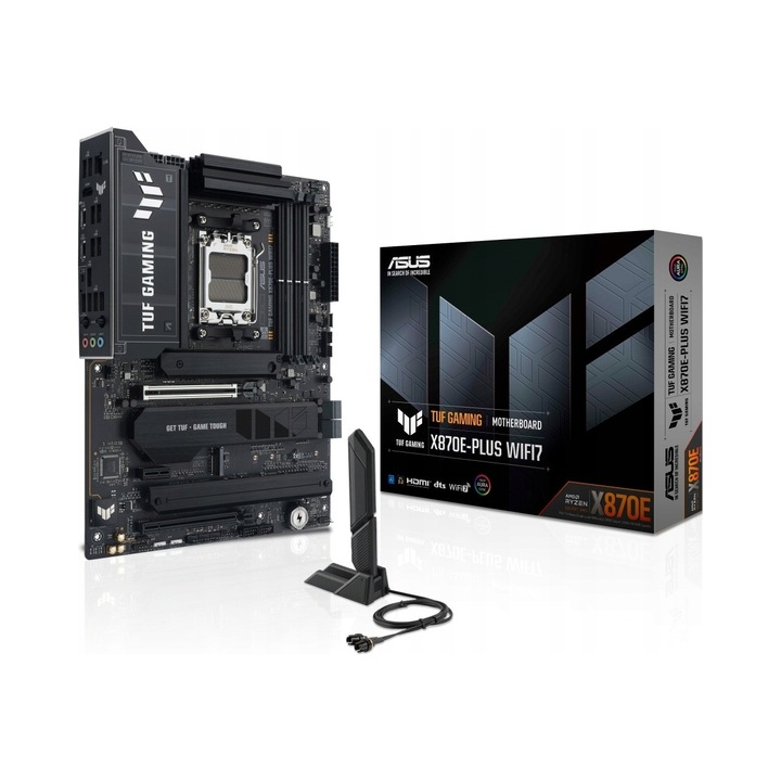 Placa de baza ASUS TUF GAMING X870E-PLUS, DDR5, Wi-Fi 7, ATX, AM5, 4xDDR5, USB4, PCIe 5.0
