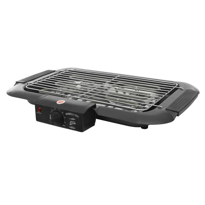 Gratar electric de masa, 2000 W 220 V, 6 trepte de temperatura, tava cu apa, fier, negru