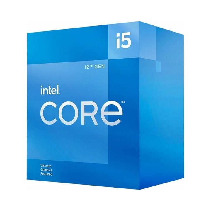 Intel Core i5-12400F processzor, LGA1700, 2.5 GHz/4.4 GHz, 6 mag, 12 szál, integrált grafika nélkül, Kék, 1 db