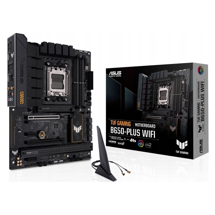 Placa de baza ASUS TUF GAMING B650-PLUS WIFI AM5, DDR5, PCIe 5.0, M.2, Wi-Fi 6, Bluetooth 5.2, ATX, negru, 1 buc