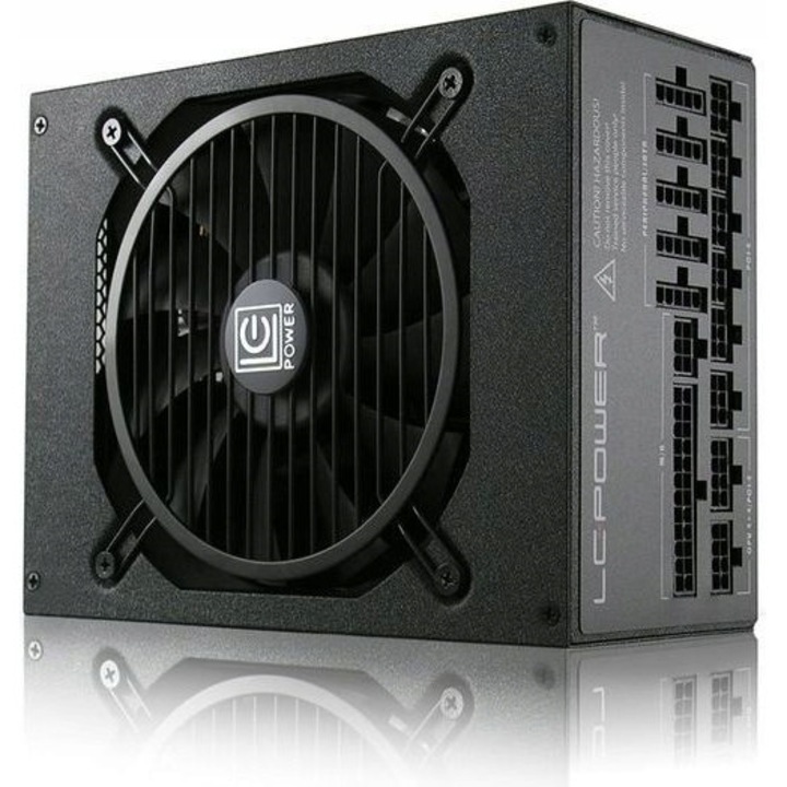 PC tápegység, LC-Power LC1200 V2.4, 1200W, ATX 80Plus Platinum, moduláris, 10 x 8-tűs csatlakozó, 135mm ventilátor, Fekete, 150 x 190 x 87mm