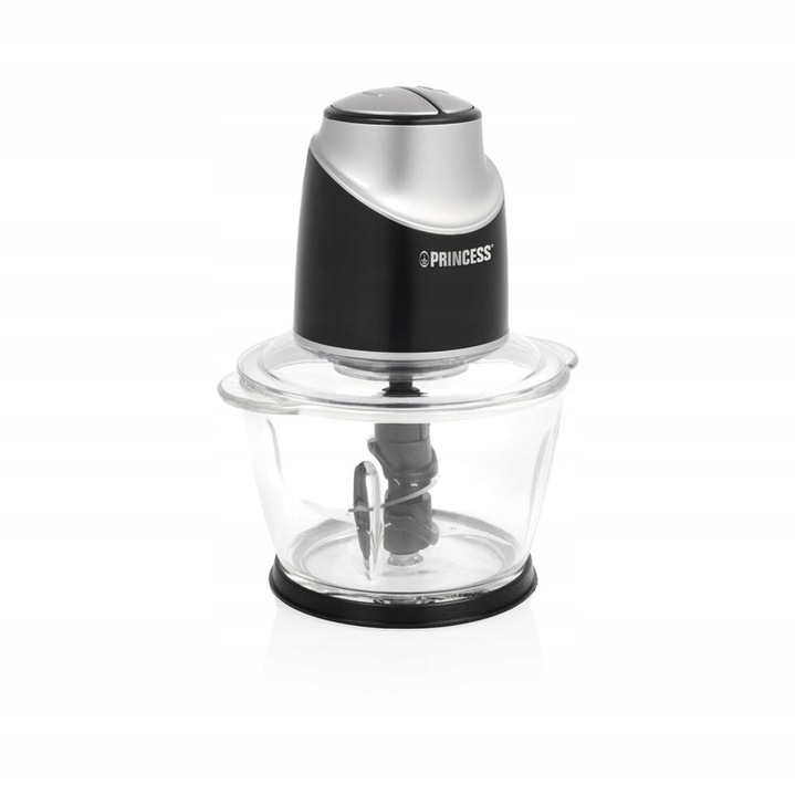 Tocator (chopper) Princess 01.221082, compact, 300W, 4 cutite din otel inoxidabil, argintiu, 1L