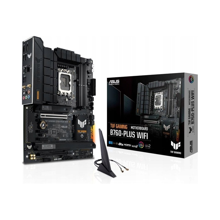 Placa de baza ASUS TUF GAMING B760-PLUS WIFI LGA1700, DDR5, ATX, WiFi 6, Bluetooth, 3 x M.2, 4 sloturi RAM, 2.5Gb LAN, USB 3.2, USB-C, SATA, RAID 0/1/5/10, audio integrat, Negru, 1 buc