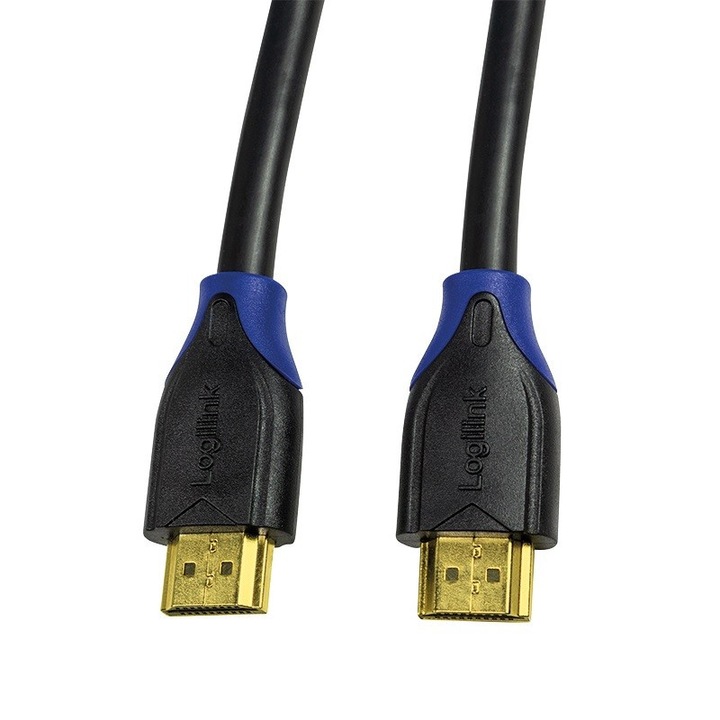 LogiLink CH0067 v2.0 High Speed HDMI kábel Ethernettel, 4K@60Hz és 3D támogatás, aranyozott érintkezők, fekete, 15 m