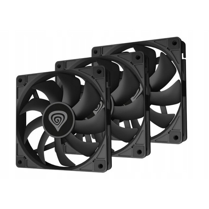 Комплект 3 вентилатора Genesis Oxal 120mm, черен, 120x120x25mm