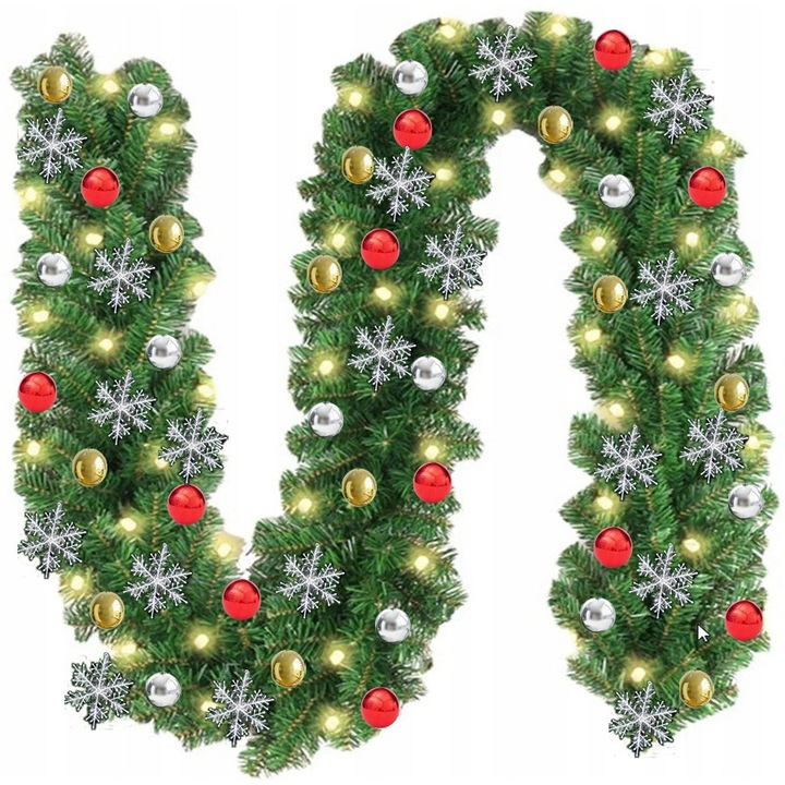 Коледна гирлянда Sevico 270см, гъвкава, многоцветна, комплект с 50x LED, 3xAA