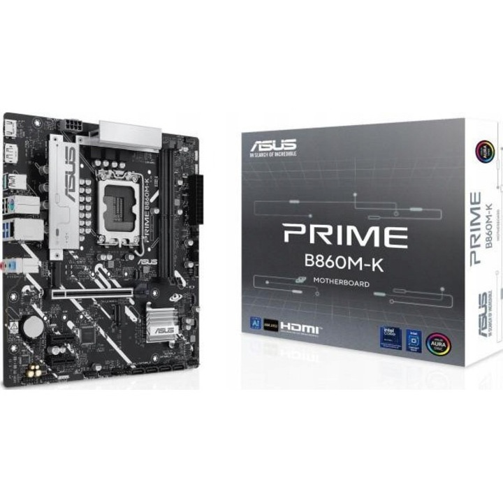Placa de baza ASUS PRIME B860M-K, DDR5, micro ATX, negru, 24x24cm