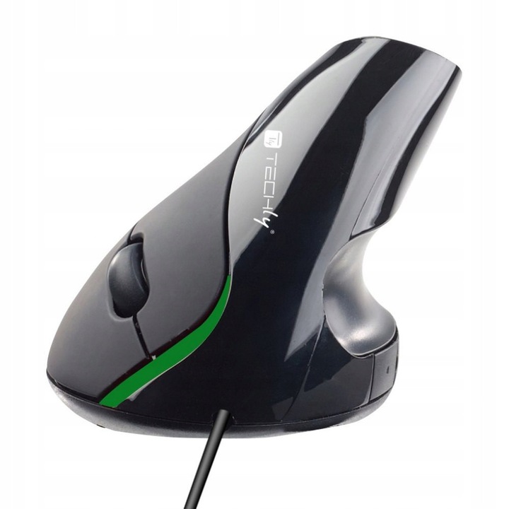 Egér ergonomikus Techly IM 1000-VM optikai vezetékes USB fekete-zöld 90x72x103mm
