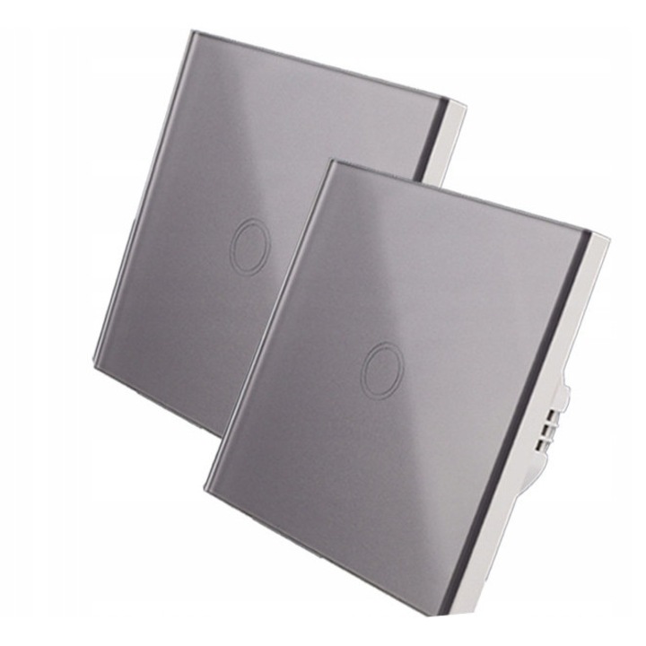 Appio LED kapcsoló szett, 2 db, szürke üveg, 86x86x9mm