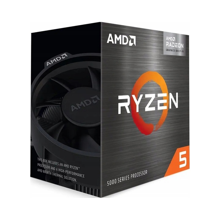 Procesor cpu AMD Ryzen 5 5600G, socket AM4, 6 nuclee/12 fire, 3.9/4.4 GHz, cu cooler inclus, tehnologie 7 nm, negru, 1 buc