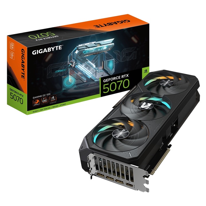 Placa video/placa grafica Gigabyte GeForce RTX 5070 Ti Gaming OC, 16 GB GDDR7, 256 bit, PCIe 5.0 x16, RGB Halo, WINDFORCE, 342 mm, Negru, 1 buc.