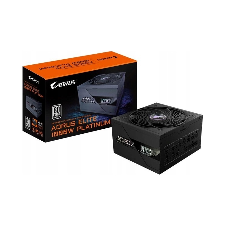 Sursa alimentare PC Gigabyte, AORUS ELITE GP-AE1000PM PG5, 1000W, ATX 3.1, complet modulara, PCIe 5.0, ventilator 120 mm, Negru, 80 PLUS Platinum