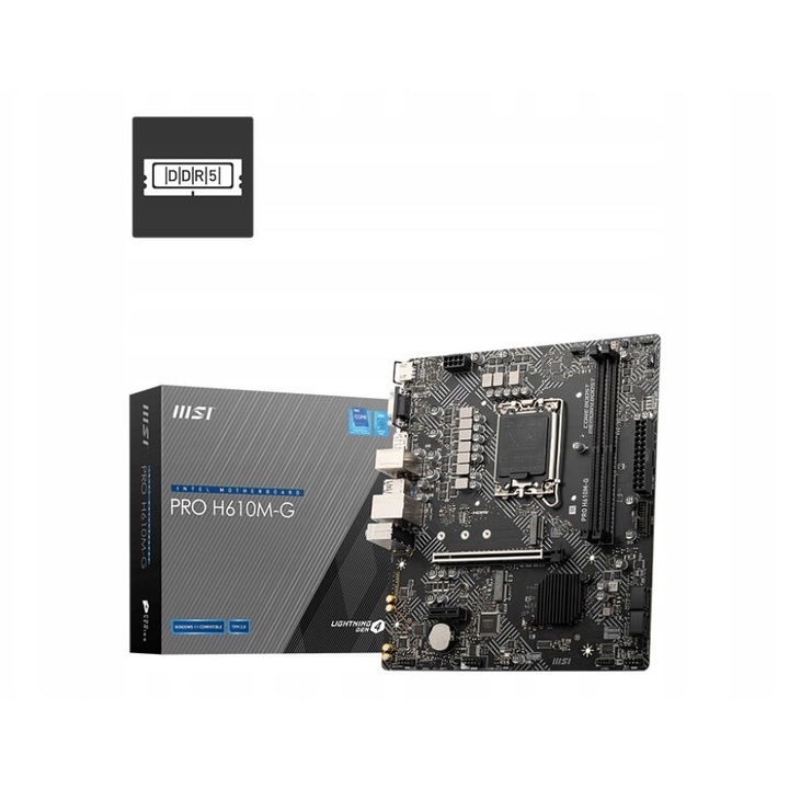 Дънна платка MSI PRO H610M-G, DDR5, черна, 260x260x55мм