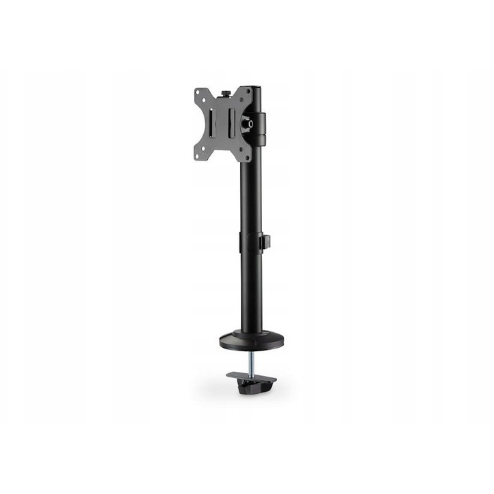 Стойка за монитор за бюро Digitus 1xLCD колона с щипка, за екрани 15-32", VESA 75/100, макс. 8 кг, наклон 30°, завъртане 360°, черна, височина 40 см