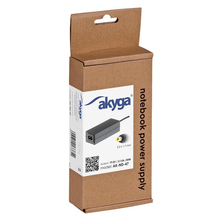 Akyga AK-ND-47 laptop tápegység 40W fekete 26.5x36x89mm