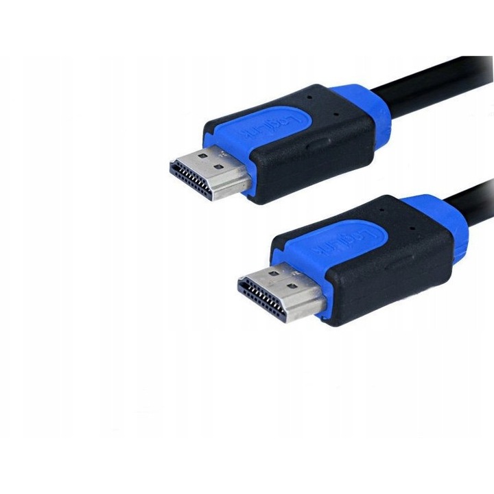 Logilink CHB1110 HDMI kábel, HDMI A típus (standard), M-M csatlakozók, 10,2 Gbit/s sebesség, aranyozott érintkezők, PVC, Fekete/Kék, 10 m