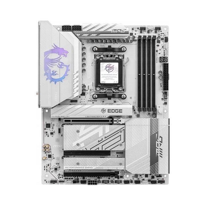 Дънна платка MSI MPG B850 EDGE TI WIFI, цокъл AM5, DDR5 до 8400+ (OC), бяла, 1 бр