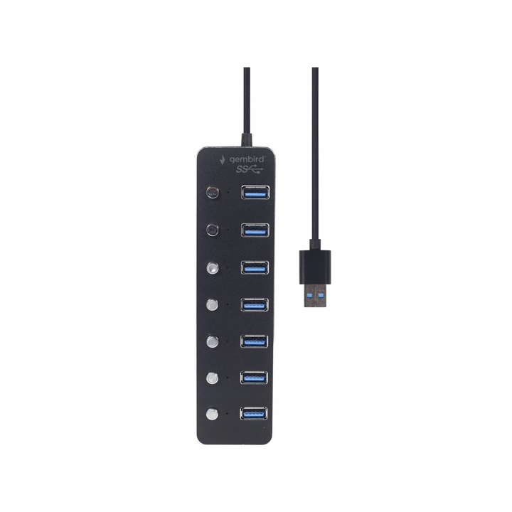 USB хъб Gembird UHB-U3P7P-01 активен 7 порта 163x18x42mm черен