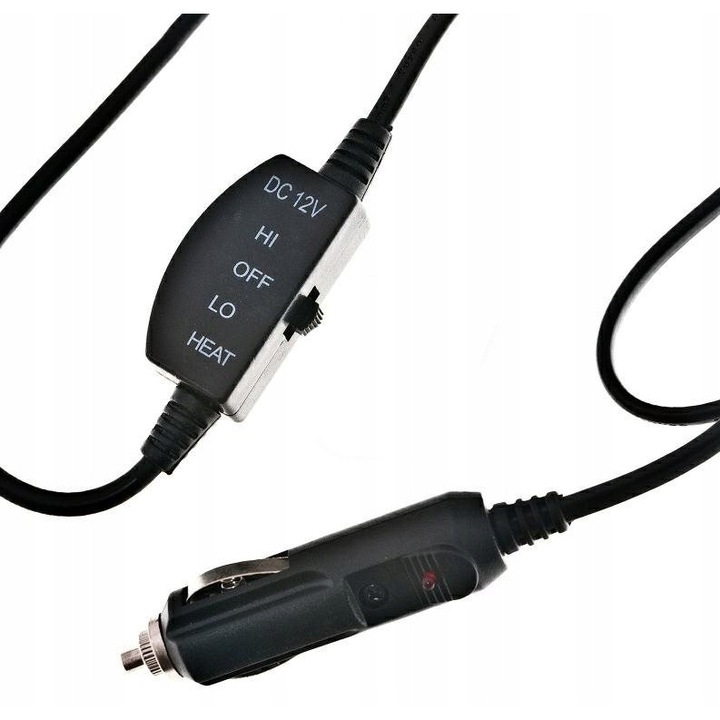Нагревателна подложка за столче за кола BNTrade, захранване 12V (гнездо за запалка), пилот с 2 степени и терморегулатор, еластични ленти за закрепване, черен, 97x48 см
